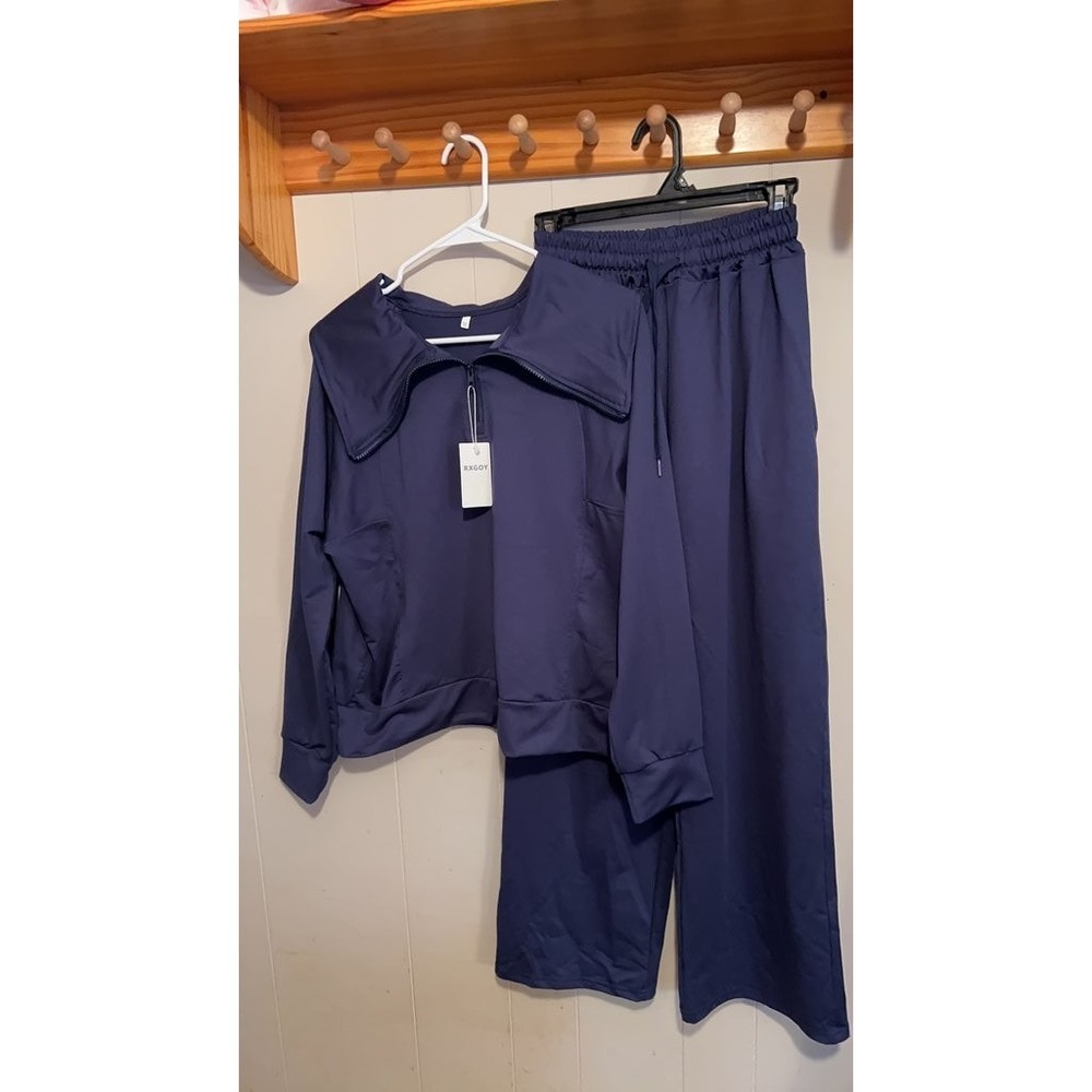 RXGOY Navy Blue Tracksuit Set - Medium